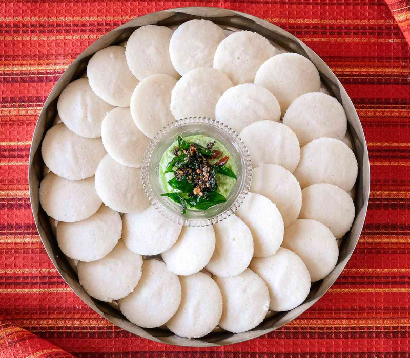 Nellikai Idli with Coconut Chutney (Millet-based)